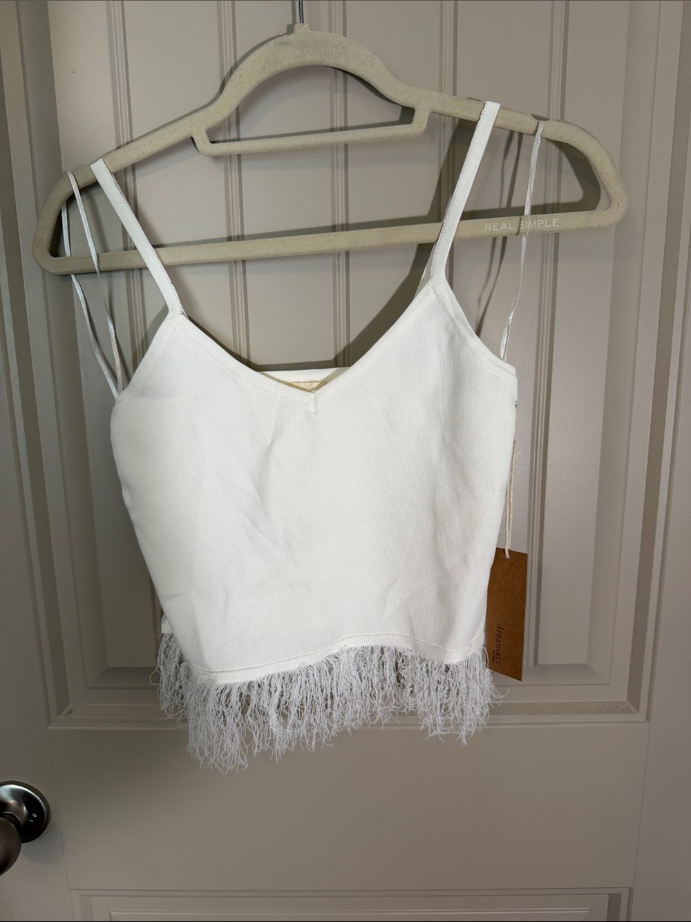 Women’s White Feather-Trim Cami Top